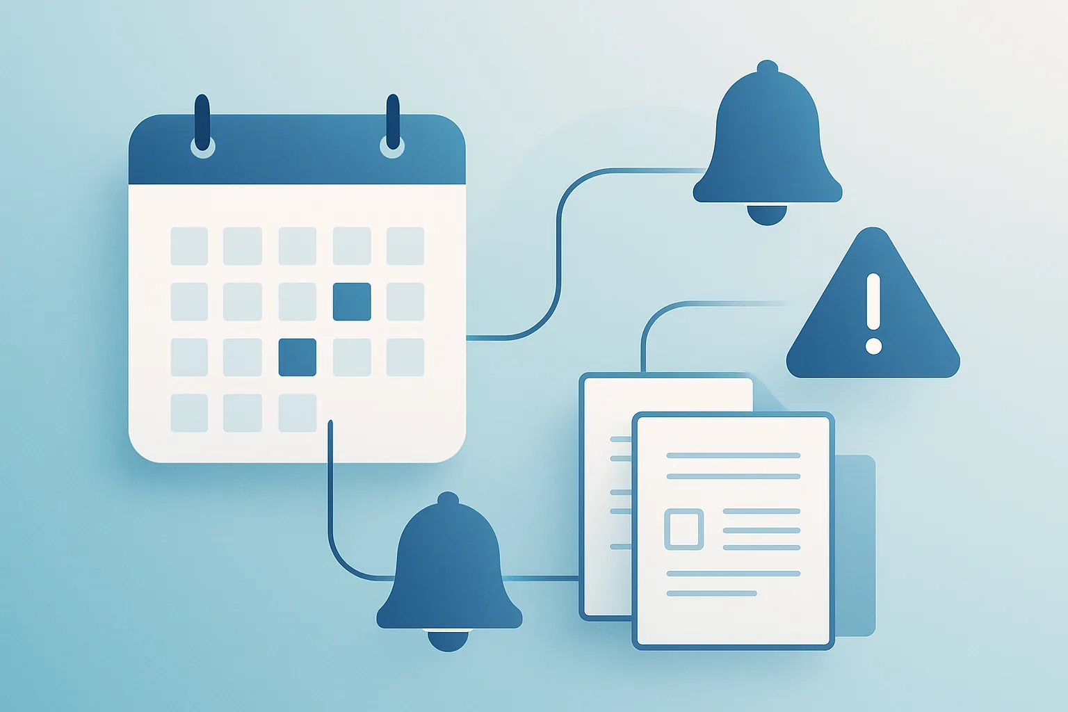 Interfaz de alertas mostrando un calendario con fechas de vencimiento de contratos y notificaciones de riesgo
