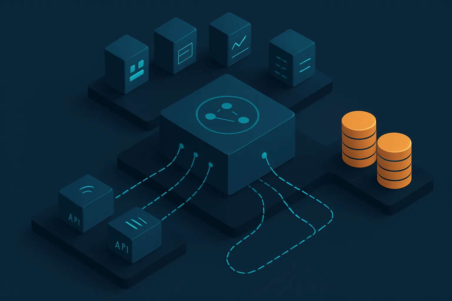 Diagrama de arquitectura de una capa de integración entre aplicaciones y bases de datos