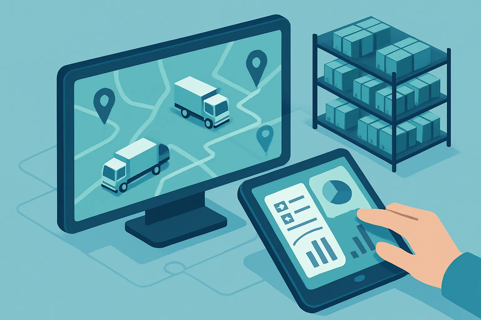 Tablero con rutas de venta, pedidos y existencias de almacén en tiempo real